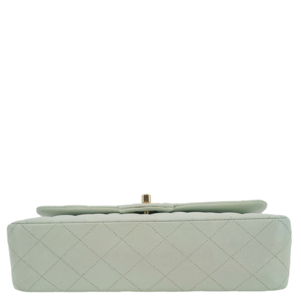 CHANEL Classic Double Flap Small Quilted Leather Shoulder Bag Light Green