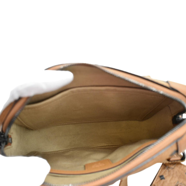 MCM Klassik Multifunction Small Visetos Canvas Crossbody Bag Cognac