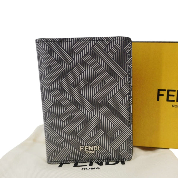 FENDI Shadow Leather Card Holder Gray