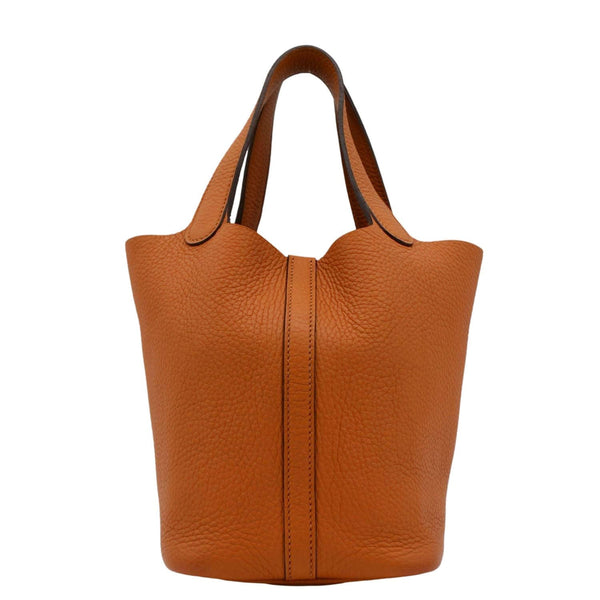 HERMES Picotin Lock 18 Taurillon Clemence Leather Hobo Bag Orange