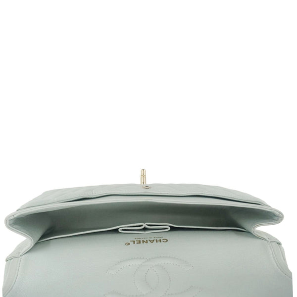 CHANEL Classic Double Flap Small Quilted Leather Shoulder Bag Light Green