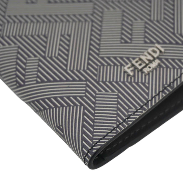 FENDI Shadow Leather Card Holder Gray