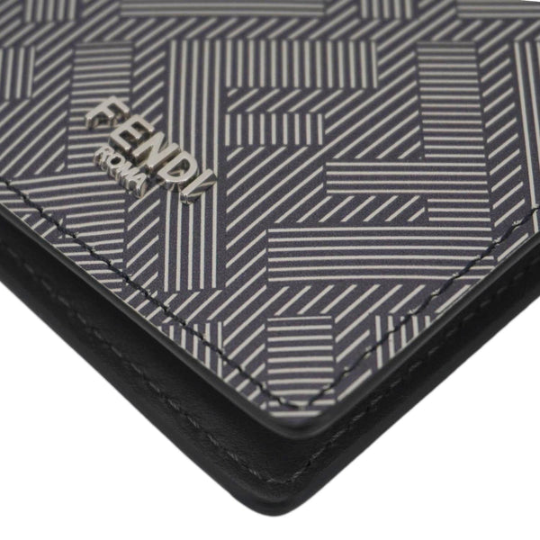 FENDI Shadow Leather Card Holder Gray