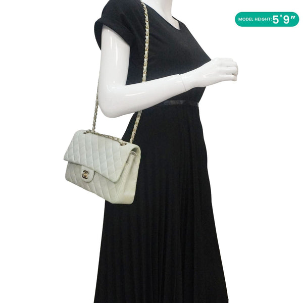 CHANEL Classic Double Flap Small Quilted Leather Shoulder Bag Light Green