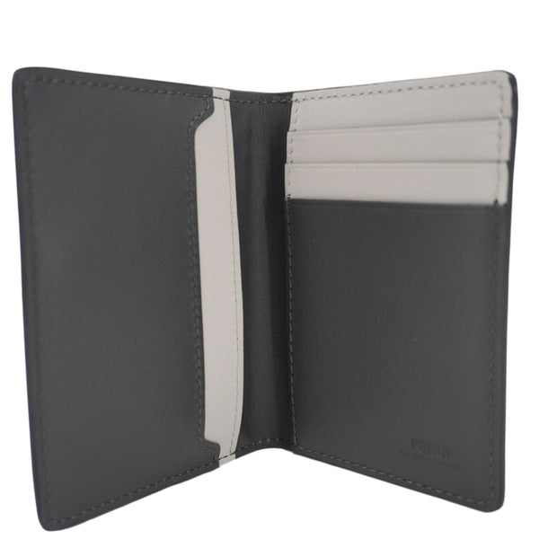 FENDI Shadow Leather Card Holder Gray