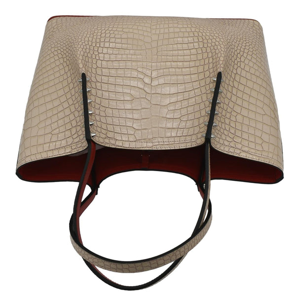 CHRISTIAN LOUBOUTIN Cabata Spike Leather Tote Bag Beige