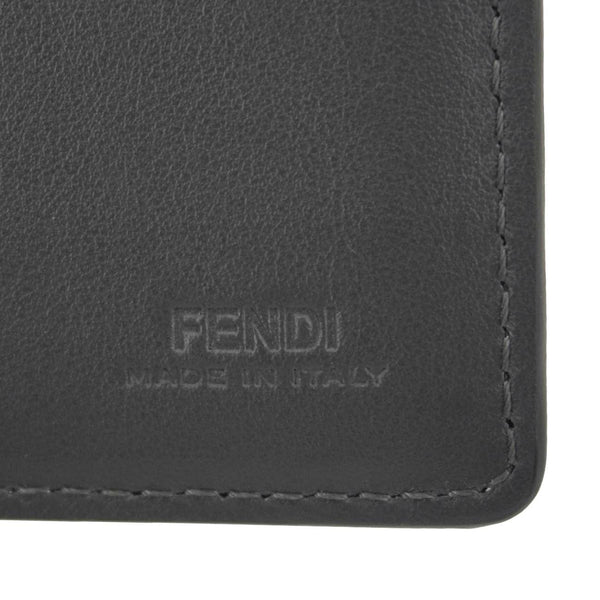 FENDI Shadow Leather Card Holder Gray