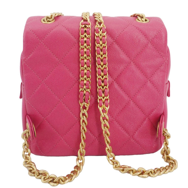 CHANEL Multi Chain Quilted Caviar Leather Backpack Pink