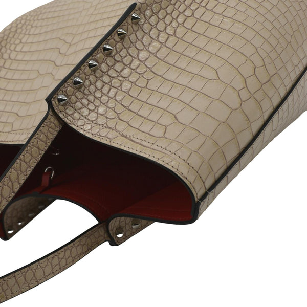 CHRISTIAN LOUBOUTIN Cabata Spike Leather Tote Bag Beige