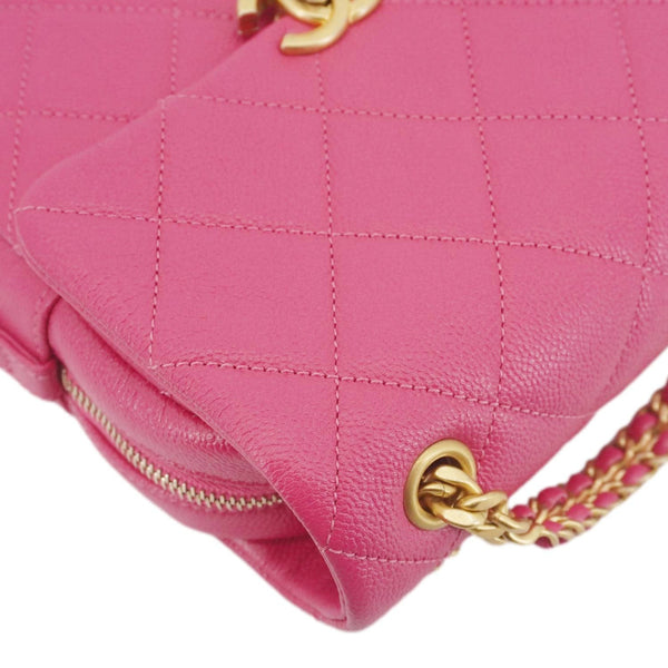 CHANEL Multi Chain Quilted Caviar Leather Backpack Pink