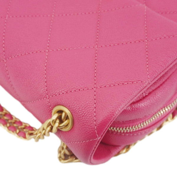 CHANEL Multi Chain Quilted Caviar Leather Backpack Pink