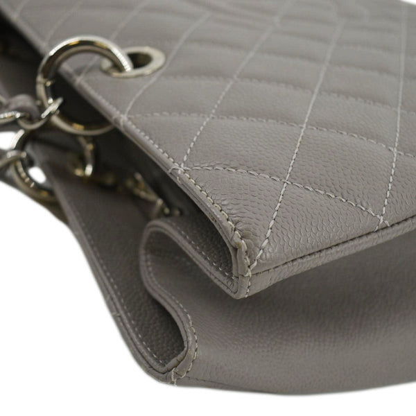 CHANEL XL Quilted Caviar Leather Shopping Tote Bag Gray