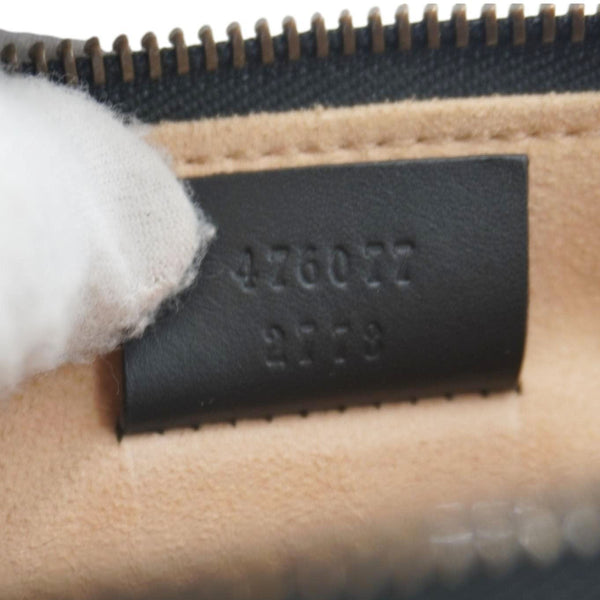 GUCCI Striped Bee Calfskin Leather Pouch Black 476077