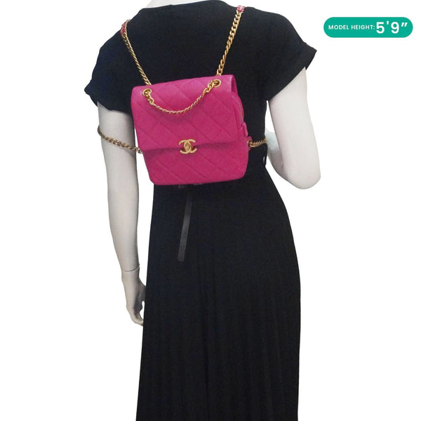 CHANEL Multi Chain Quilted Caviar Leather Backpack Pink