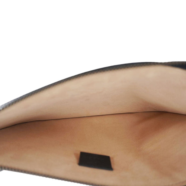 GUCCI Striped Bee Calfskin Leather Pouch Black 476077