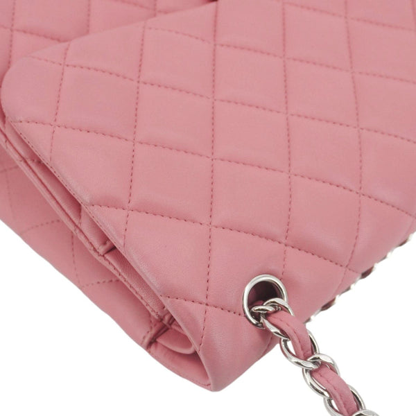 CHANEL Classic Double Flap Jumbo Quilted Leather Crossbody Bag Pink