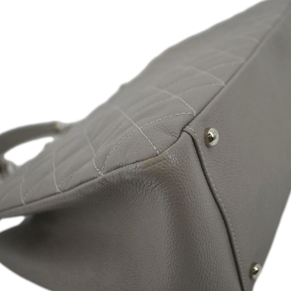 CHANEL XL Quilted Caviar Leather Shopping Tote Bag Gray