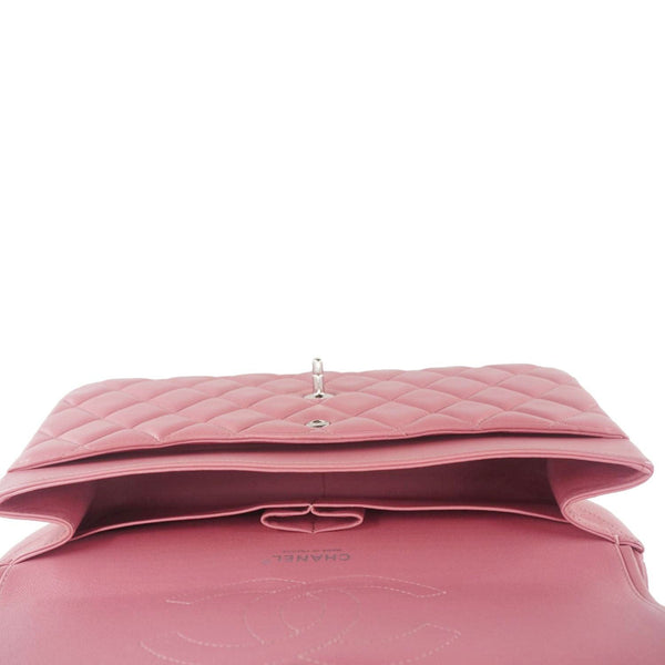 CHANEL Classic Double Flap Jumbo Quilted Leather Crossbody Bag Pink