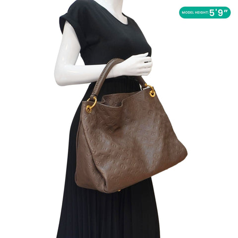 LOUIS VUITTON Artsy MM Monogram Empreinte Leather Hobo Bag Brown