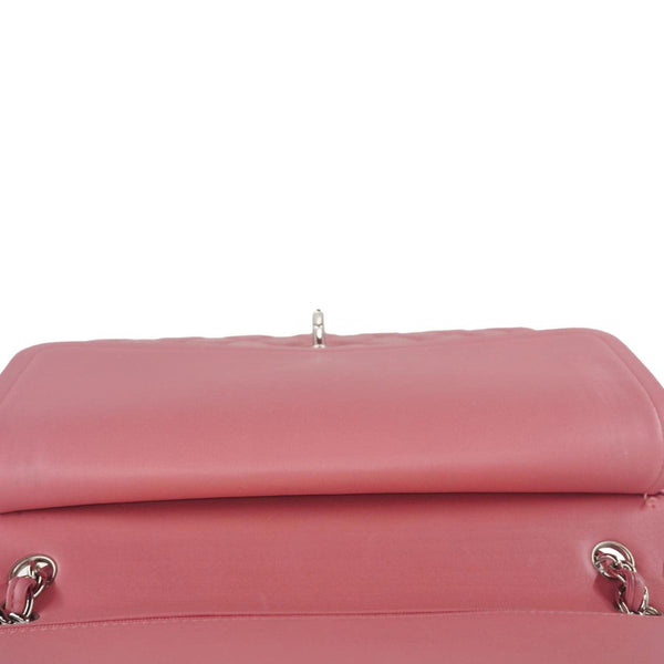 CHANEL Classic Double Flap Jumbo Quilted Leather Crossbody Bag Pink