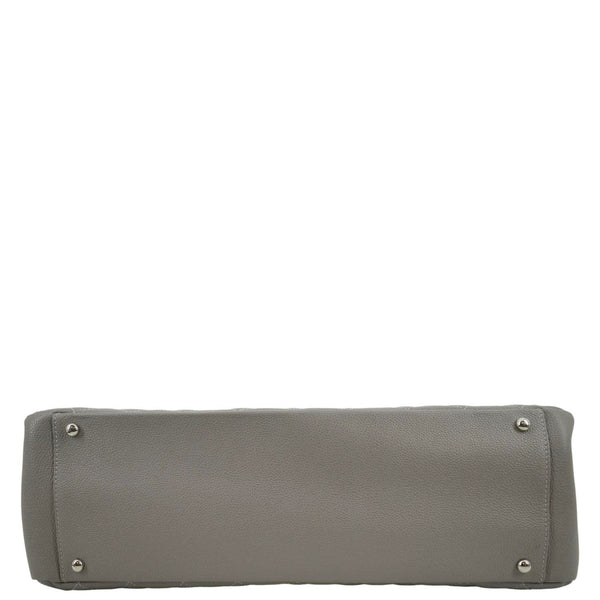 CHANEL XL Quilted Caviar Leather Shopping Tote Bag Gray