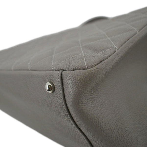 CHANEL XL Quilted Caviar Leather Shopping Tote Bag Gray