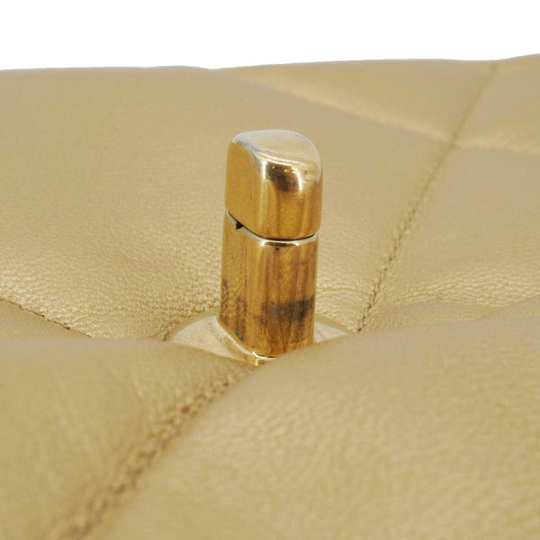 CHANEL 19 Flap Quilted Lambskin Leather Shoulder Bag Metallic Gold