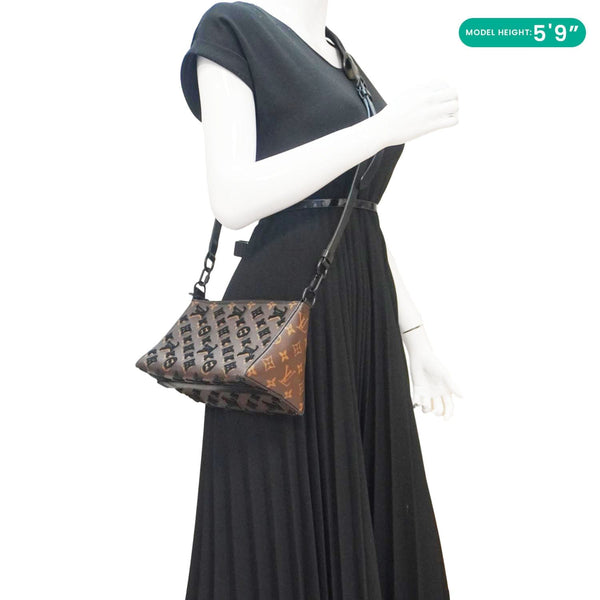 LOUIS VUITTON Triangle Monogram Tuffetage Messenger Bag Brown