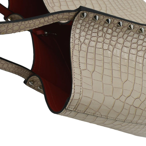 CHRISTIAN LOUBOUTIN Cabata Spike Leather Tote Bag Beige