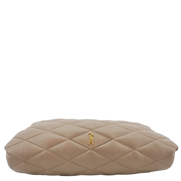 YVES SAINT LAURENT Sade Large Quilted Leather Clutch Bag Taupe