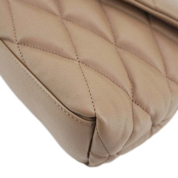 YVES SAINT LAURENT Sade Large Quilted Leather Clutch Bag Taupe