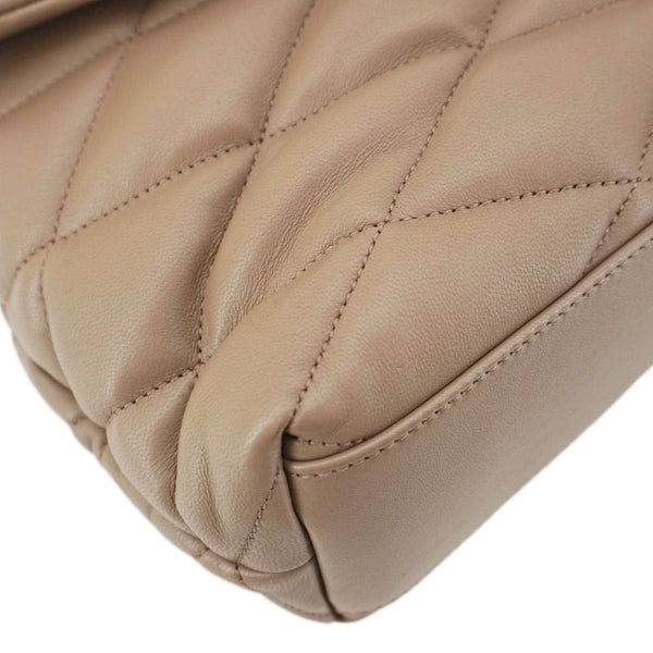 YVES SAINT LAURENT Sade Large Quilted Leather Clutch Bag Taupe