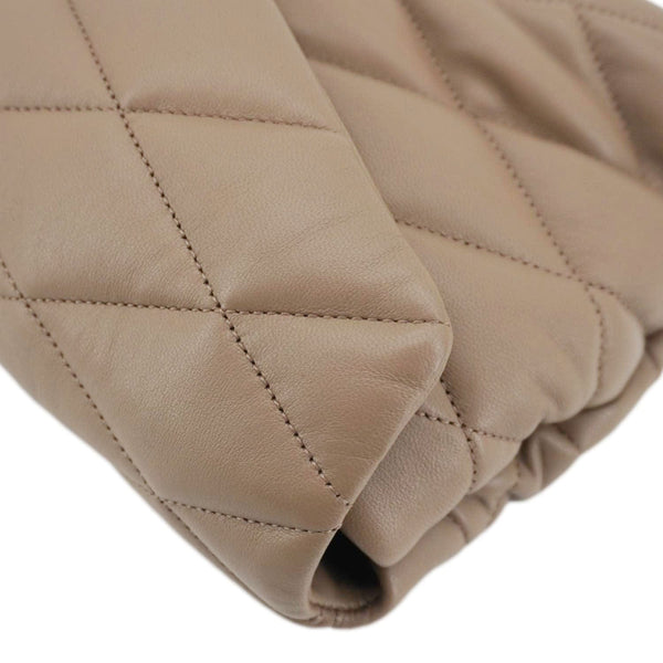 YVES SAINT LAURENT Sade Large Quilted Leather Clutch Bag Taupe