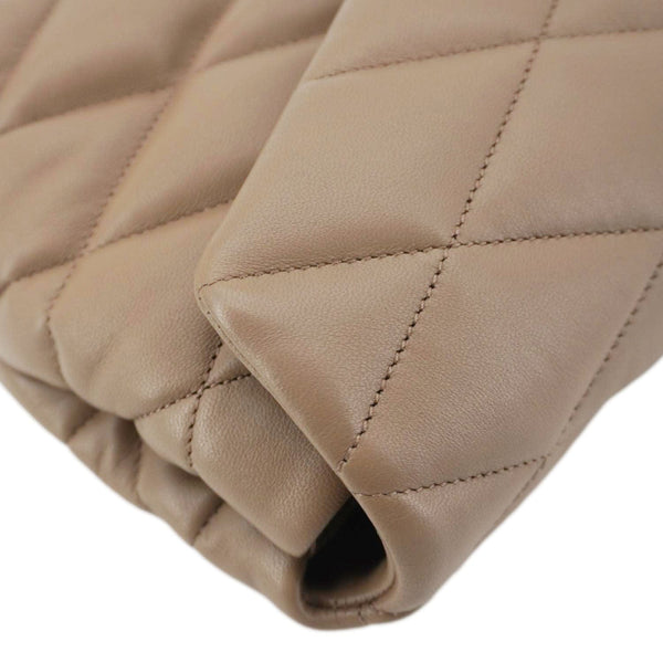 YVES SAINT LAURENT Sade Large Quilted Leather Clutch Bag Taupe