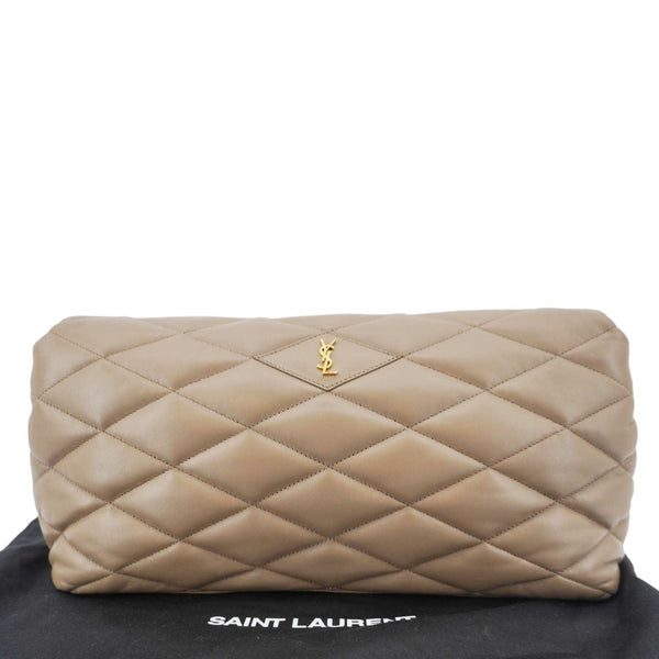 YVES SAINT LAURENT Sade Large Quilted Leather Clutch Bag Taupe