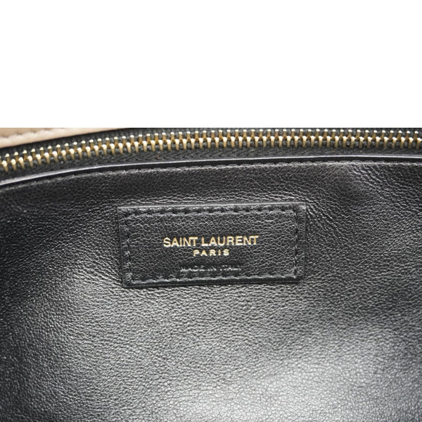 YVES SAINT LAURENT Sade Large Quilted Leather Clutch Bag Taupe