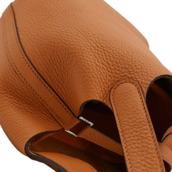 HERMES Picotin Lock 18 Taurillon Clemence Leather Hobo Bag Orange