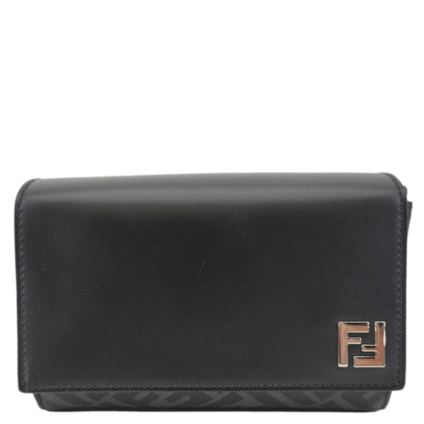 FENDI FF Squared Compact FF Canvas Shoulder Bag Black