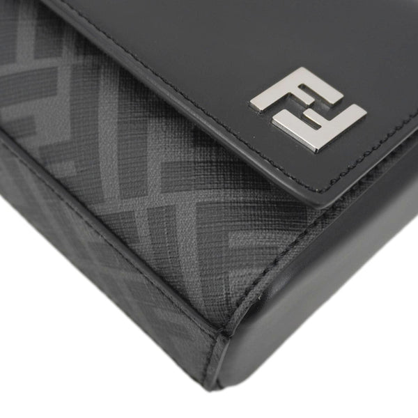 FENDI FF Squared Compact FF Canvas Shoulder Bag Black