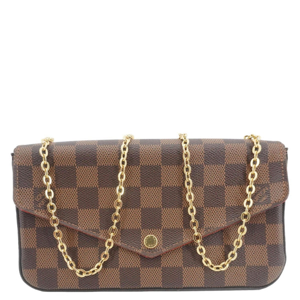 LOUIS VUITTON Felicie Pochette Damier Ebene Crossbody Bag Brown