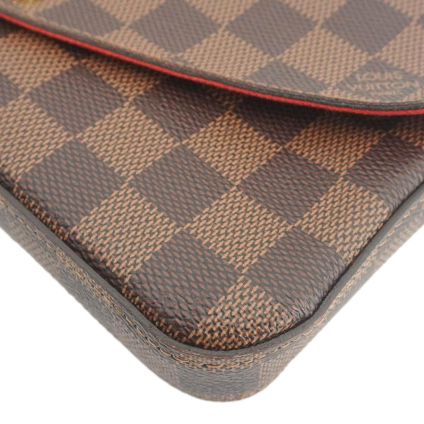 LOUIS VUITTON Felicie Pochette Damier Ebene Crossbody Bag Brown