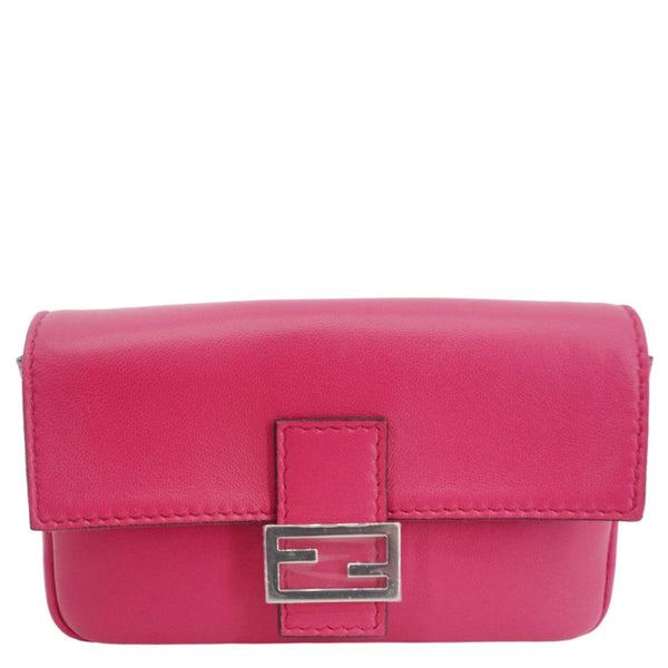 FENDI Micro Baguette Leather Crossbody Bag Pink
