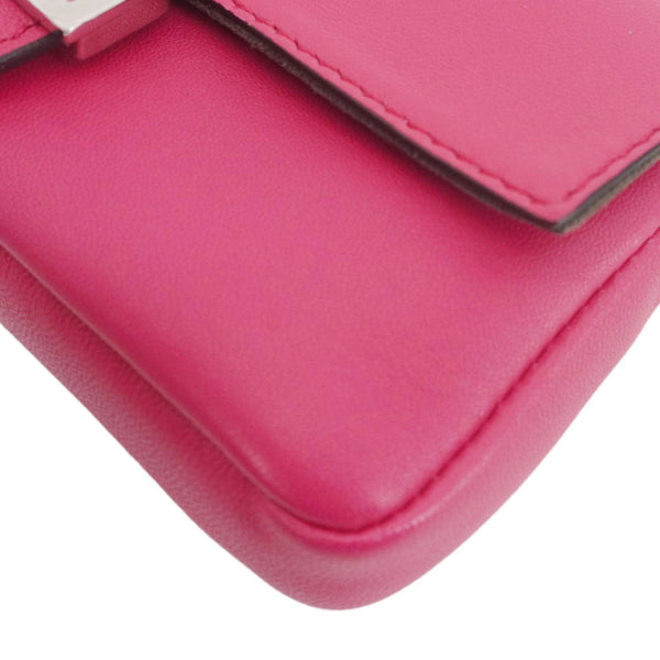 FENDI Micro Baguette Leather Crossbody Bag Pink