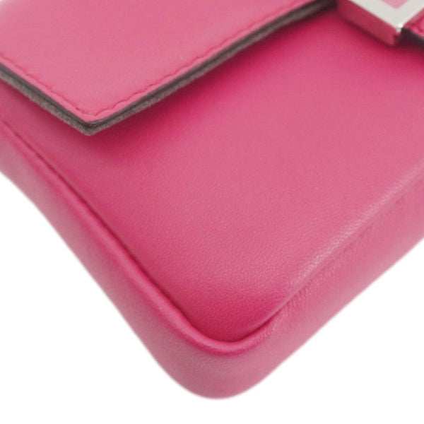 FENDI Micro Baguette Leather Crossbody Bag Pink