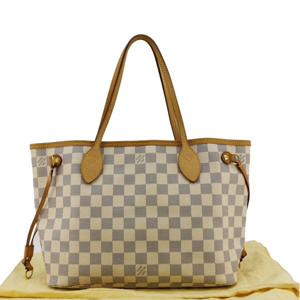 LOUIS VUITTON Neverfull PM Damier Azur White Tote Bag back sides