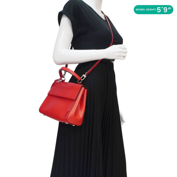 LOUIS VUITTON Cluny BB Epi Leather Top Handle Crossbody Bag Red