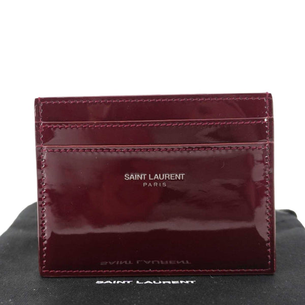 YVES SAINT LAURENT Cassandra Leather Card Holder Burgundy