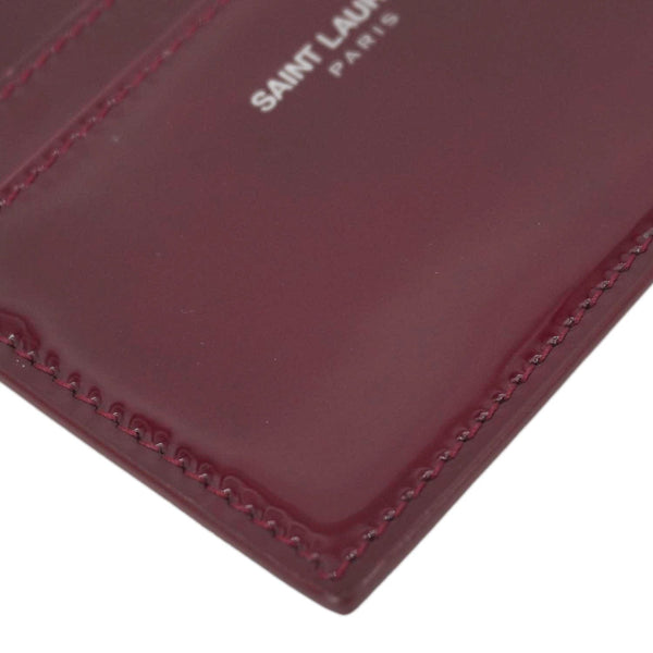 YVES SAINT LAURENT Cassandra Leather Card Holder Burgundy