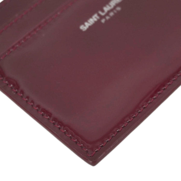 YVES SAINT LAURENT Cassandra Leather Card Holder Burgundy