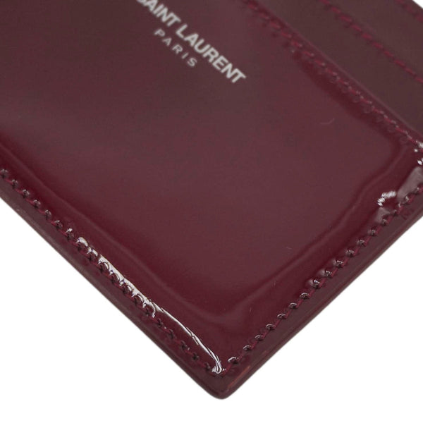 YVES SAINT LAURENT Cassandra Leather Card Holder Burgundy